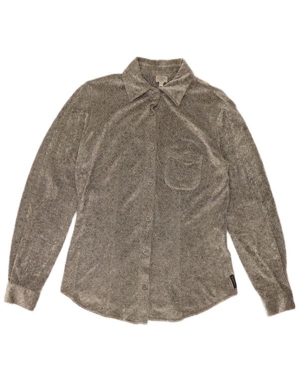 Camicia Armani Donna Camicetta UK 12 Viscosa floreale grigio medio