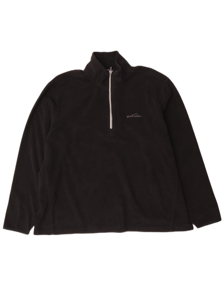 Maglione in pile da uomo con zip e collo Eddie Bauer 2XL poliestere nero