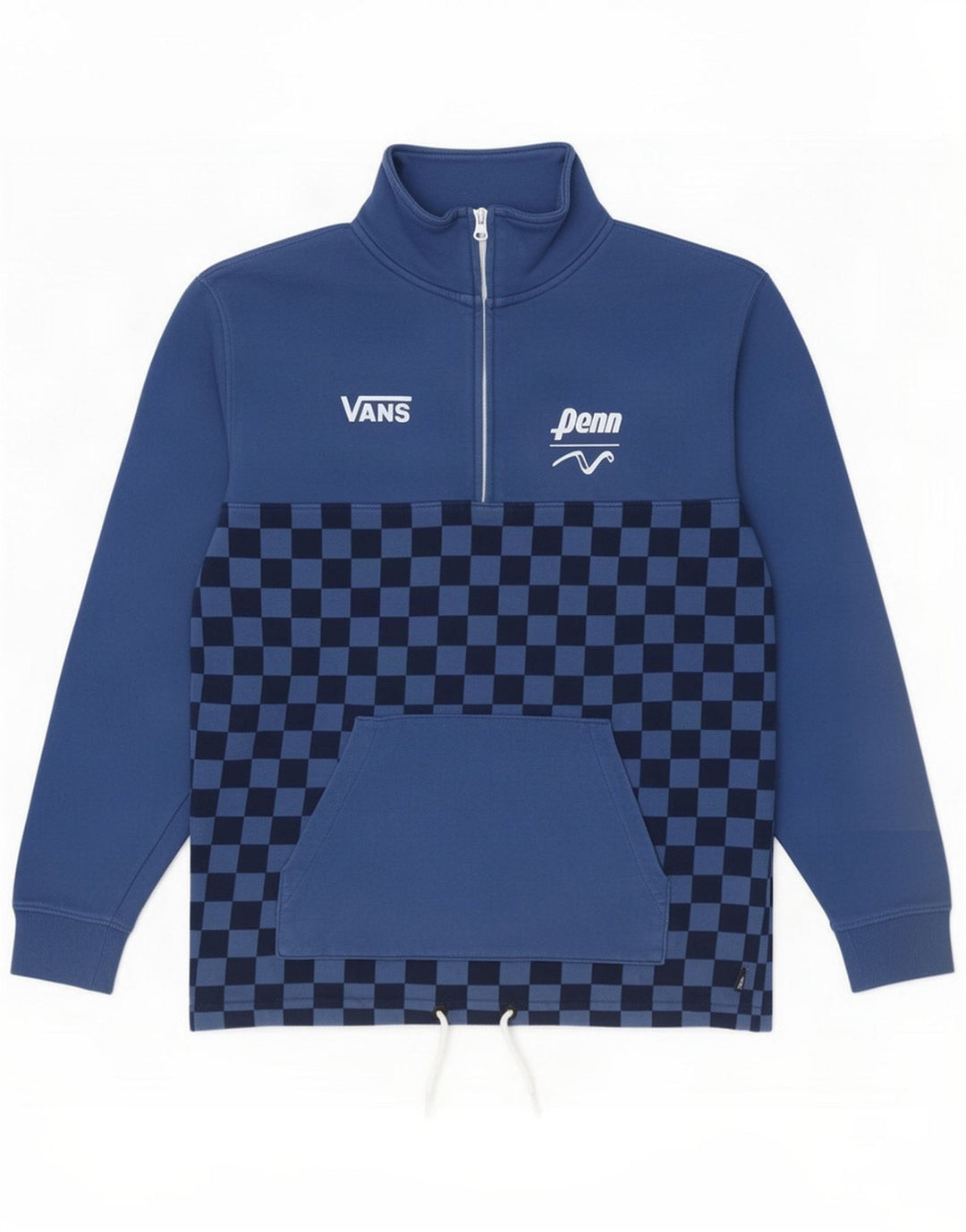 Vans Felpa da uomo con zip e collo maglione piccolo blu geometrico in cotone