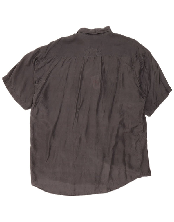 Camicia a maniche corte da uomo C&A taglia 16 1/2 41/42 grande seta grigia
