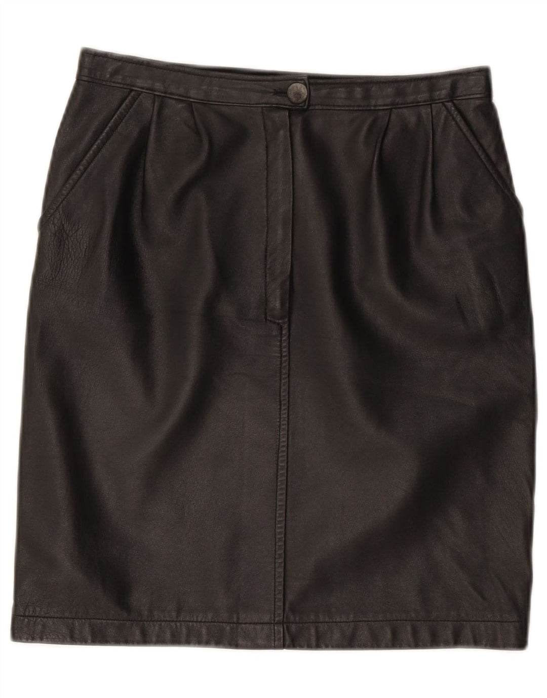 Gonna in pelle vintage da donna W28 media nera