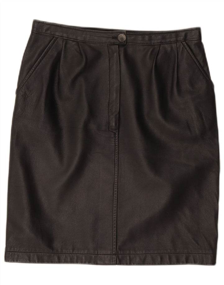 Gonna in pelle vintage da donna W28 media nera