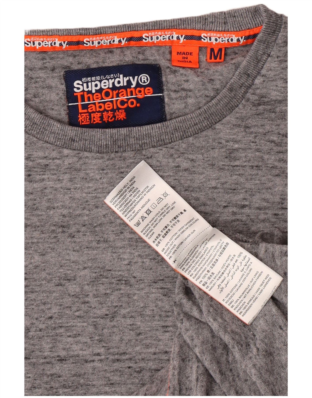 Top da uomo a maniche lunghe Superdry in cotone mélange grigio medio