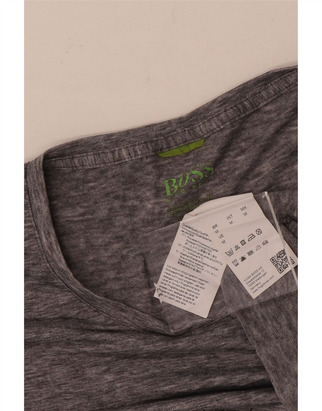T-shirt da uomo Hugo Boss Top in poliestere geometrico grigio medio