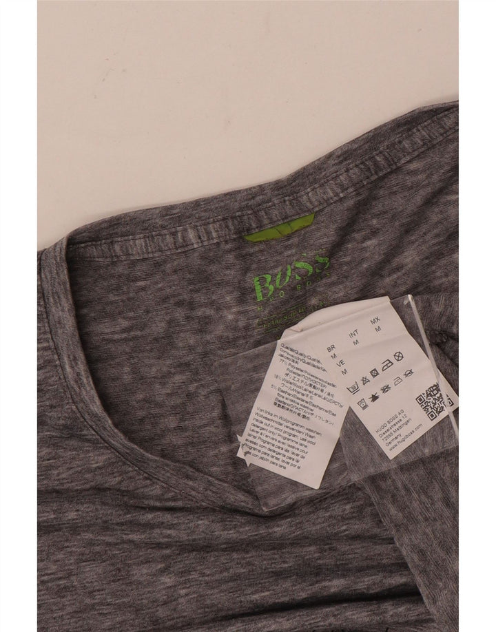 T-shirt da uomo Hugo Boss Top in poliestere geometrico grigio medio