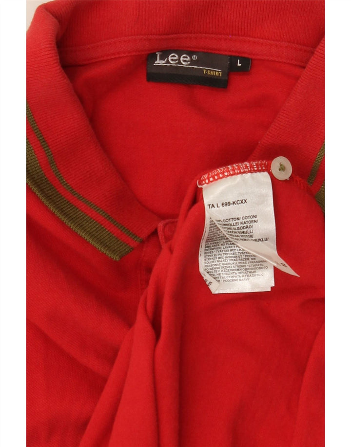 LEE Mens Polo Shirt Large Red Cotton Vintage Lee and Second-Hand Lee from Messina Hembry 