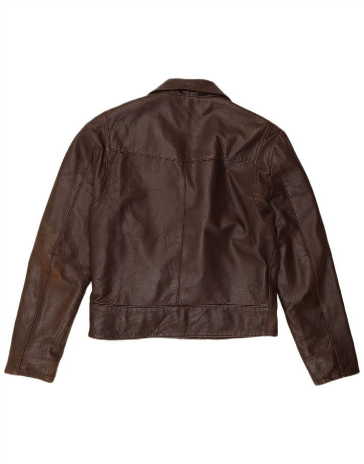Giacca da motociclista in pelle vintage da uomo UK 40 grande in pelle marrone
