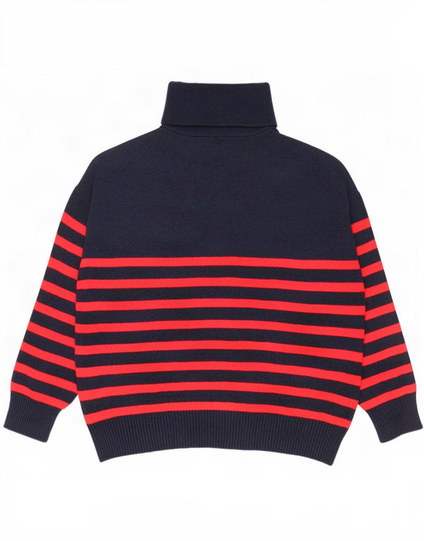 Maglione maglione oversize con zip e collo da donna Zara UK 16 grandi righe blu navy