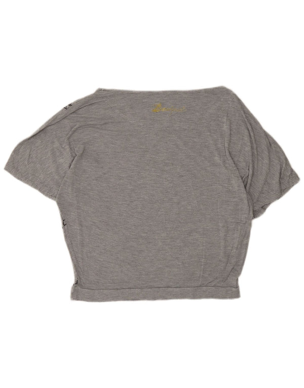 Desigual T-shirt grafica da donna Top UK 14 Grigio medio
