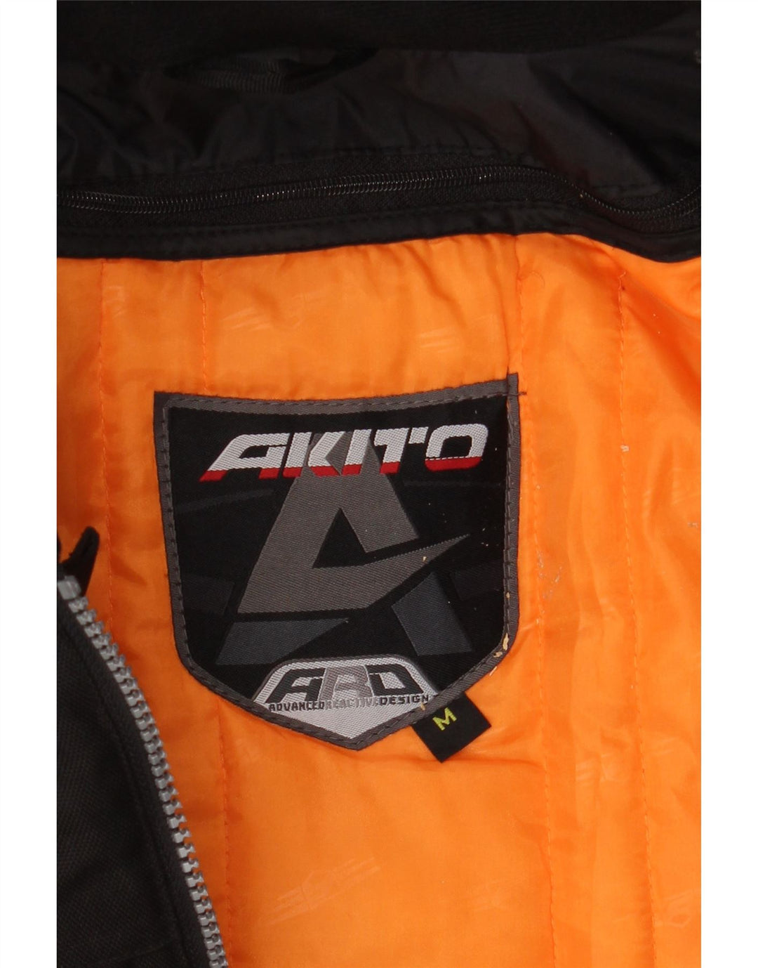 AKITO Mens Motorcycle Graphic Racer Jacket UK 38 Medium Black Colourblock Vintage Akito and Second-Hand Akito from Messina Hembry 