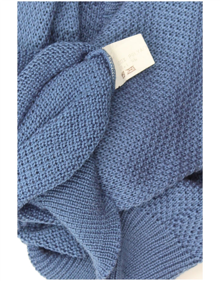 Maglione cardigan da donna vintage IT 46 grande poliestere blu