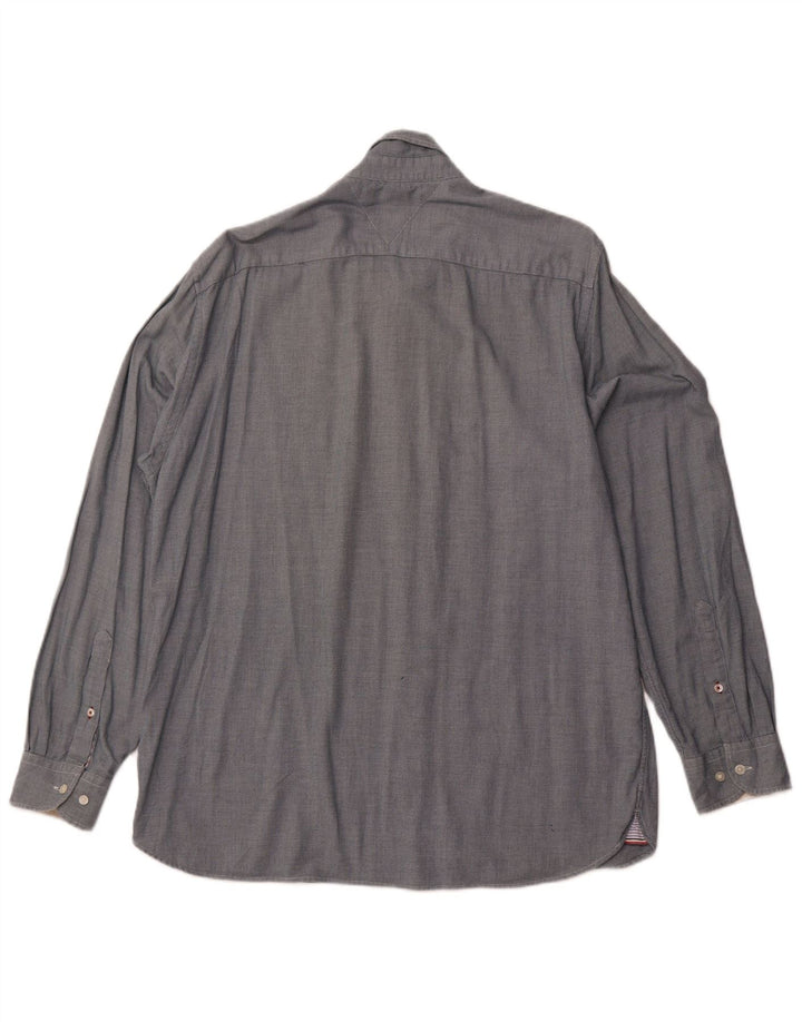 TOMMY HILFIGER Camicia da uomo vestibilità regolare XL Cotone maculato grigio