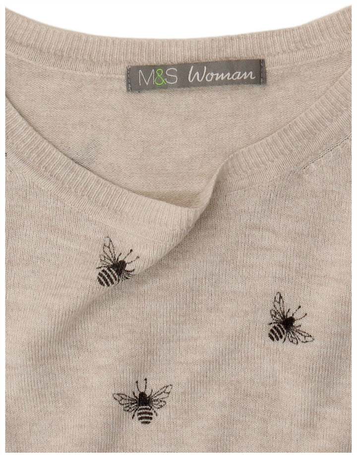Maglione maglione con scollo a barca da donna Marks & Spencer UK 8 piccolo grigio