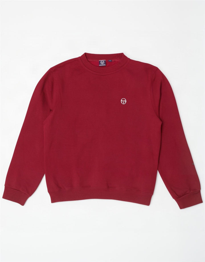 Felpa da donna Sergio Tacchini maglione UK 10 piccolo bordeaux