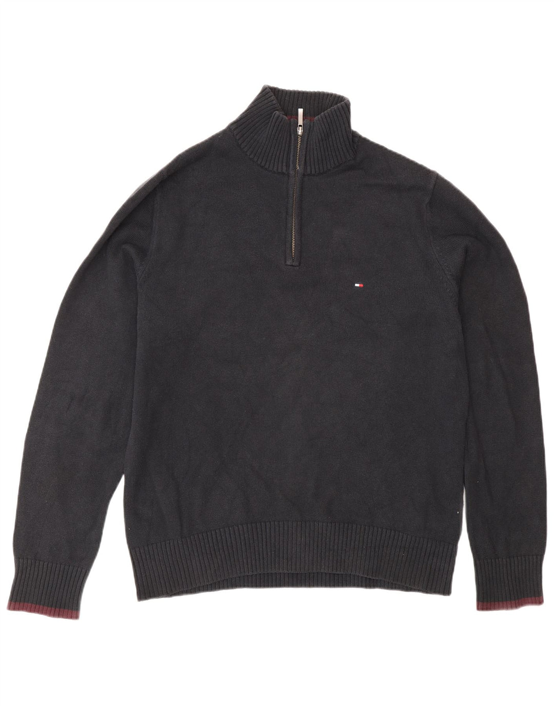 Maglione maglione con zip da uomo Tommy Hilfiger in cotone blu navy medio