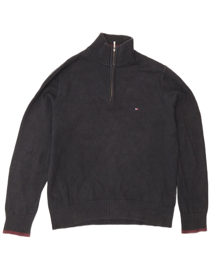Maglione maglione con zip da uomo Tommy Hilfiger in cotone blu navy medio