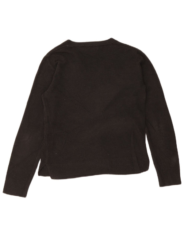 Marks & Spencer Womens V-Neck Jumper Sweater UK 8 Small Black Acrylic