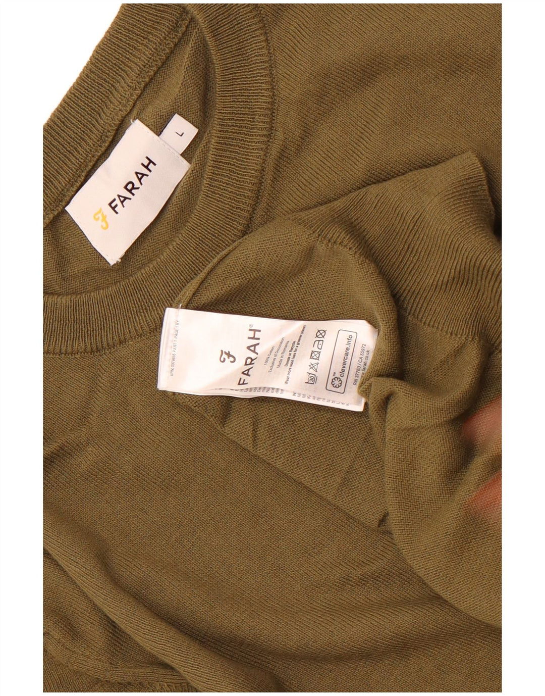 Maglione maglione girocollo da uomo Farah grande cotone kaki