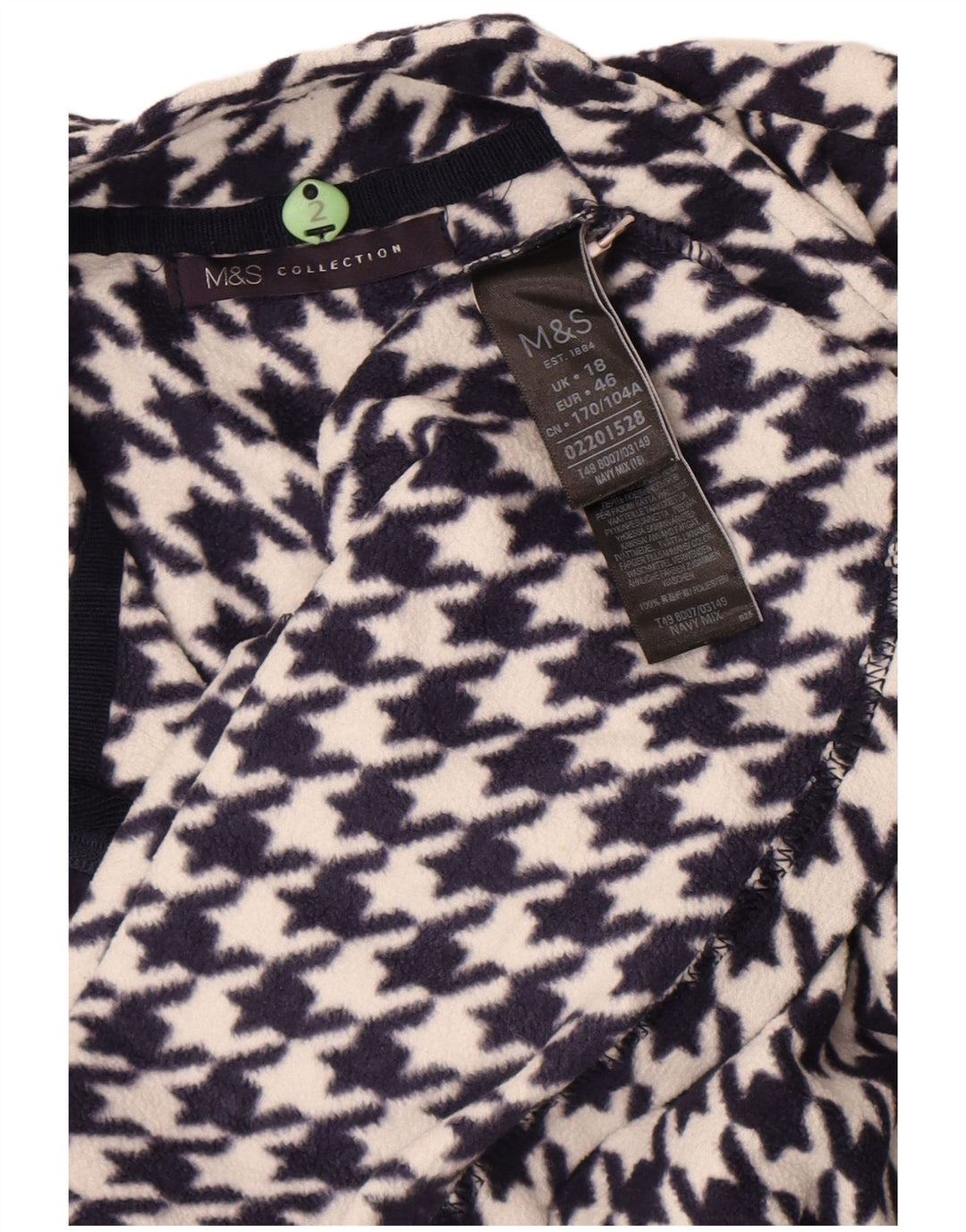 Giacca in pile da donna Marks & Spencer UK 18 XL blu navy pied de poule