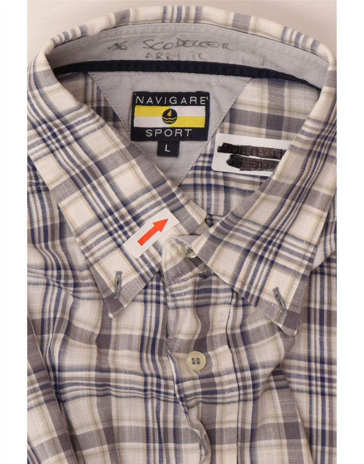 Camicia da uomo a maniche corte Navigare a quadri blu grandi
