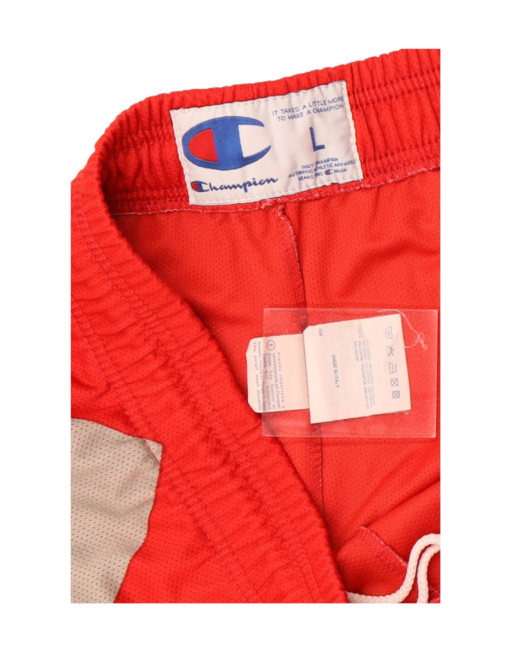 Pantaloncini sportivi grafici da uomo Champion, grandi, in poliestere color block rosso