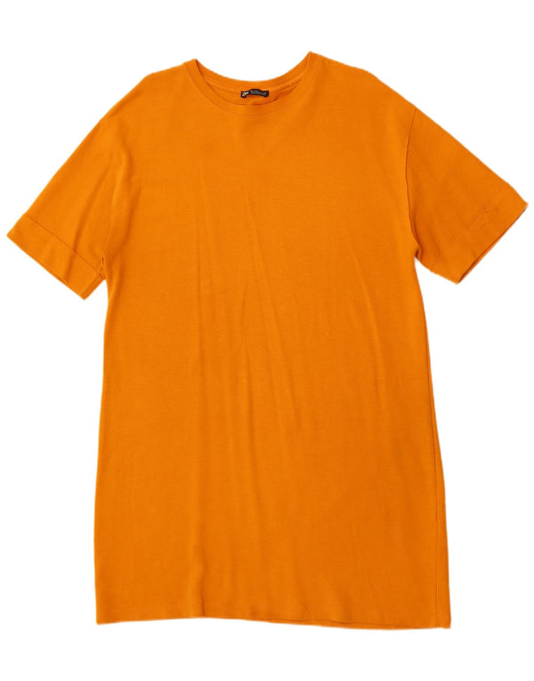 Abito T-shirt da donna Zara UK 16 grande in cotone arancione