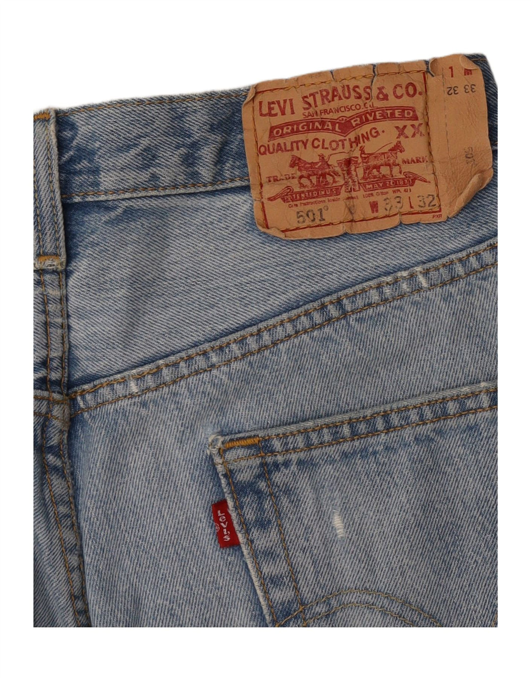 Gonna Levi's da donna in denim invecchiato 501 W33 grande blu