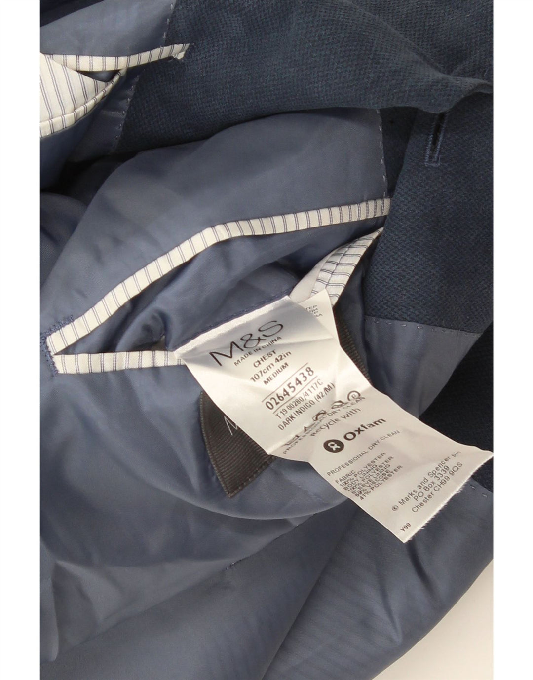 Giacca blazer a 2 bottoni da uomo Marks & Spencer UK 38 poliestere blu medio