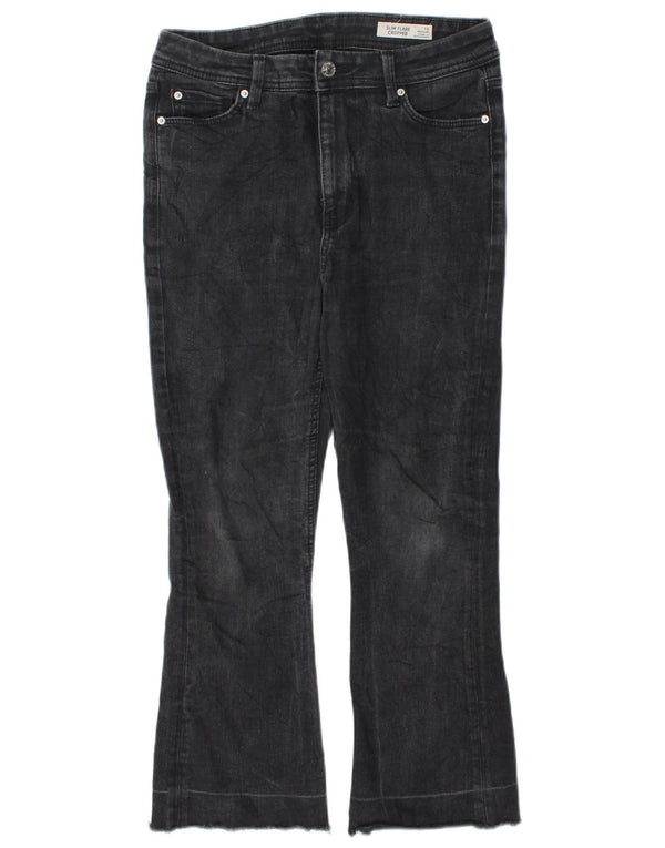 Jeans cropped slim svasati da donna Marks & Spencer UK 10 piccoli W27 L23 neri