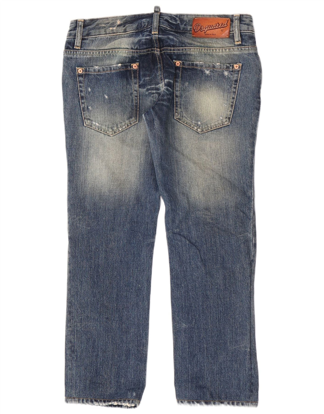 Jeans dritti invecchiati da donna Dsquared IT 44 medio W30 L27 cotone blu