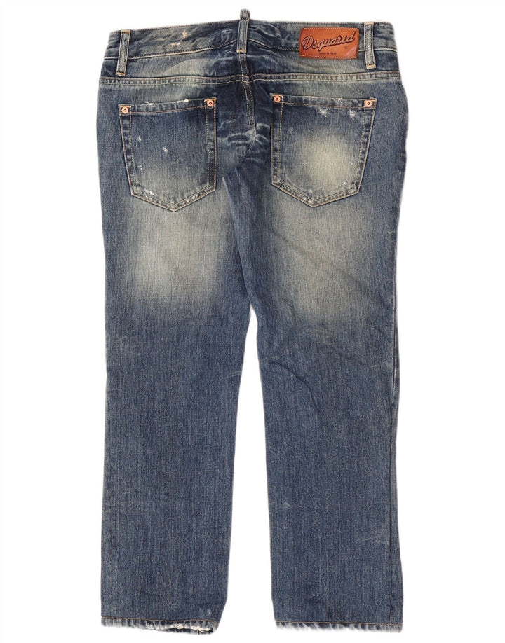 Jeans dritti invecchiati da donna Dsquared IT 44 medio W30 L27 cotone blu