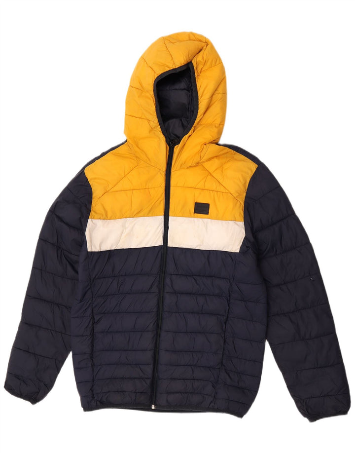 Giacca imbottita con cappuccio da uomo Jack & Jones UK 38 blocco colore blu navy medio
