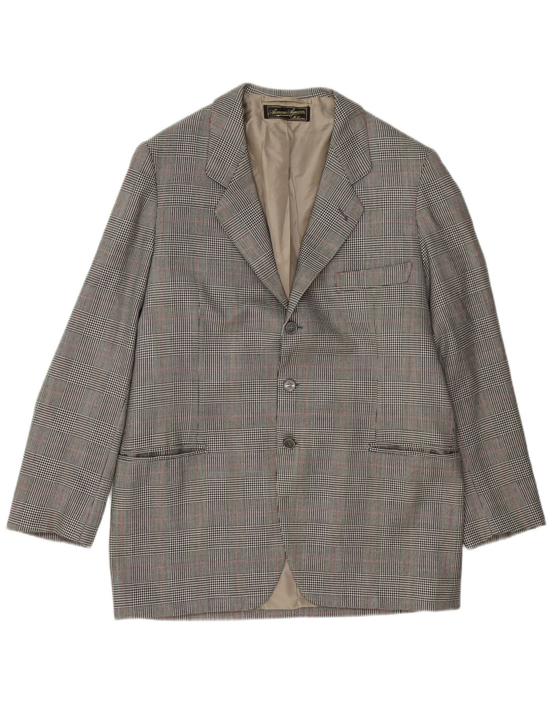 Giacca blazer da uomo a 3 bottoni VINTAGE UK 38 pied de poule grigio medio