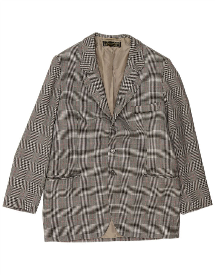 Giacca blazer da uomo a 3 bottoni VINTAGE UK 38 pied de poule grigio medio