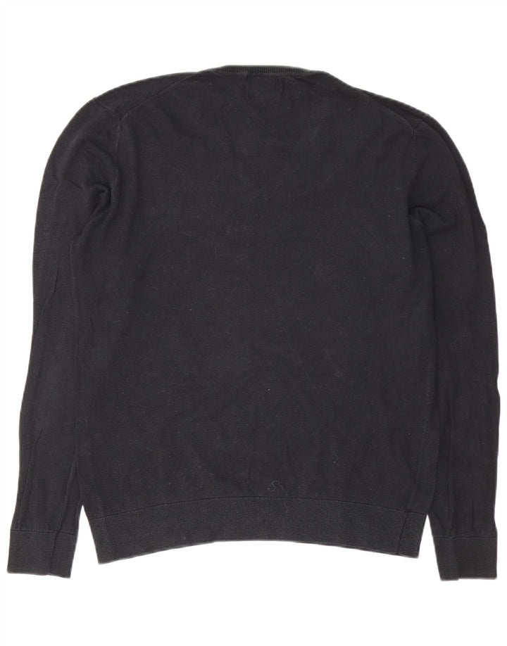 Maglione Zara da uomo con scollo a V grande in cotone nero