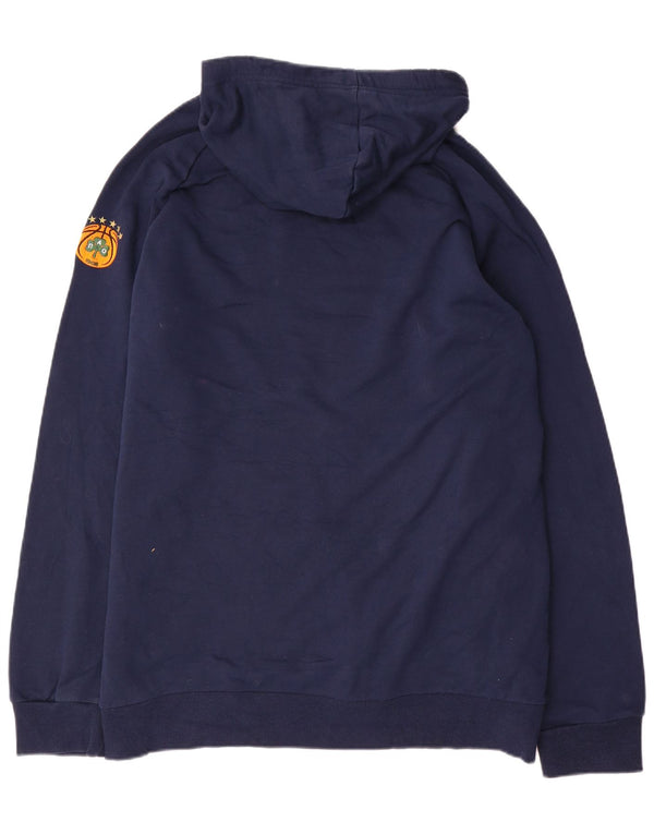 Adidas Uomo Panathinaikos BC Maglione con cappuccio grafico 2XL in cotone blu navy