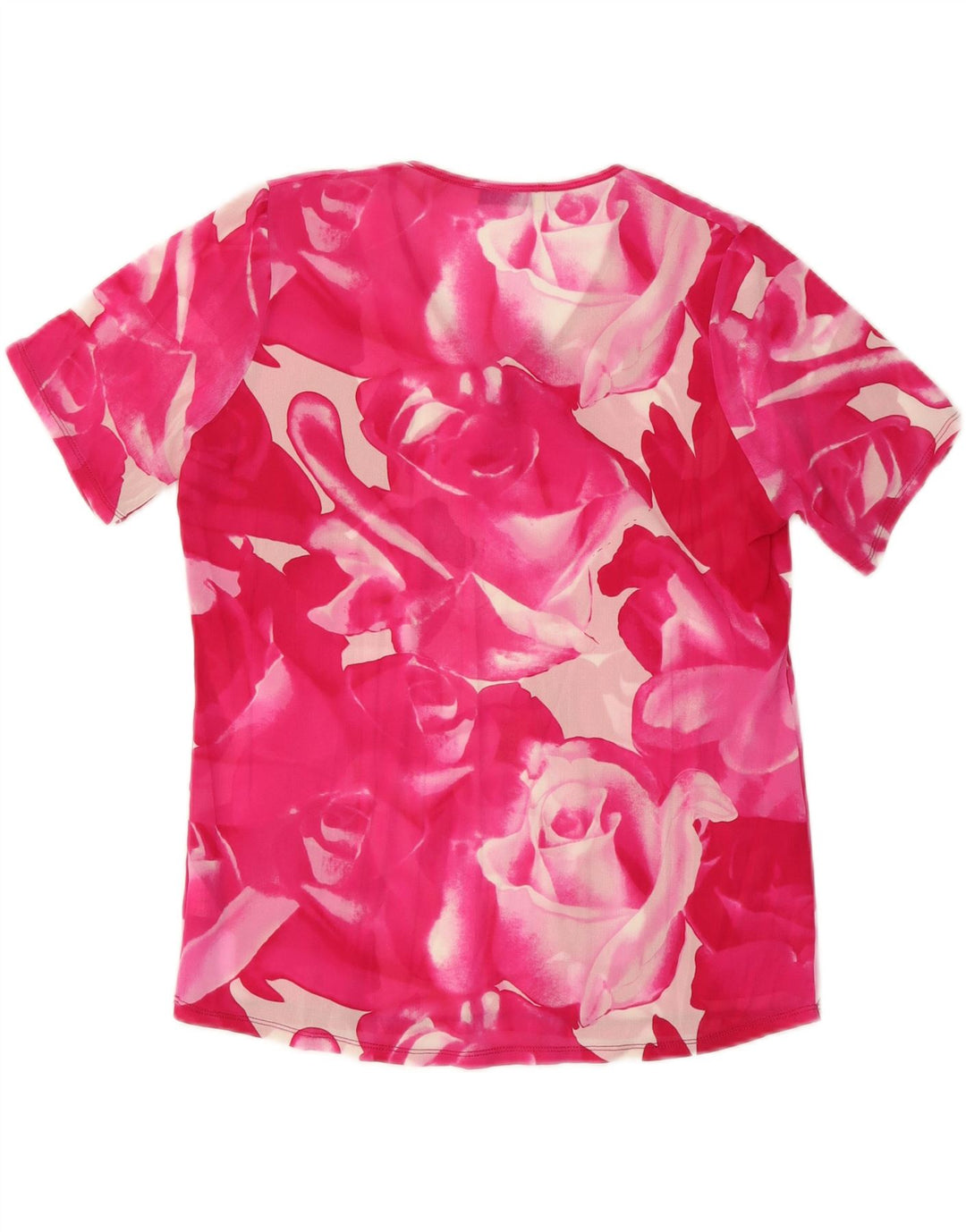 Camicetta da donna VINTAGE Top UK 18 XL Seta floreale rosa