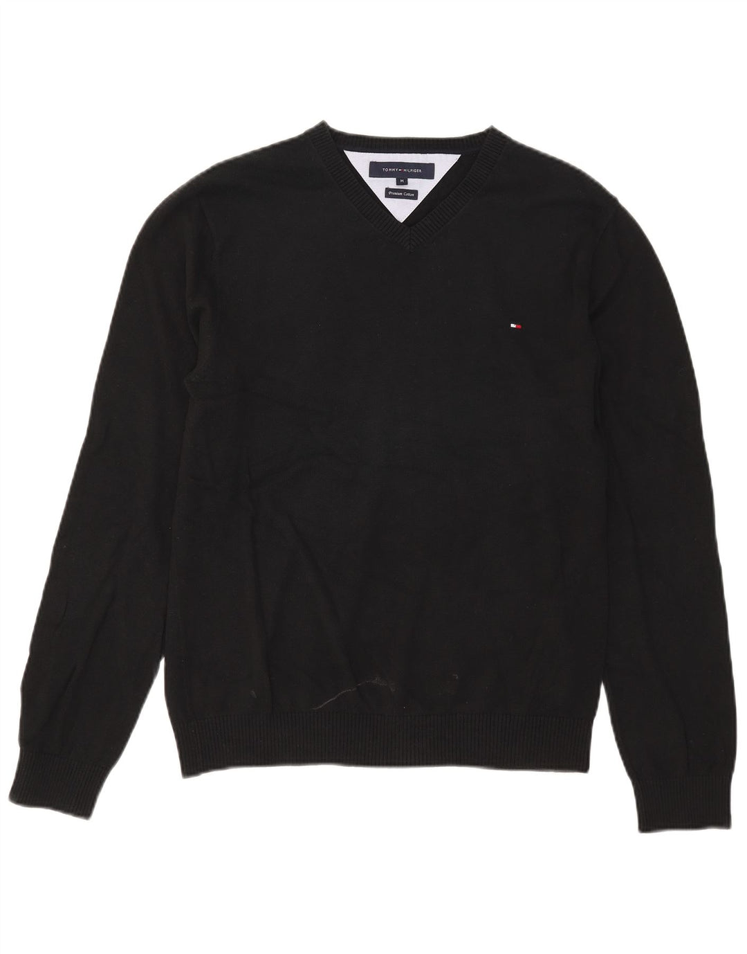 Maglione maglione con scollo a V da uomo Tommy Hilfiger cotone nero medio
