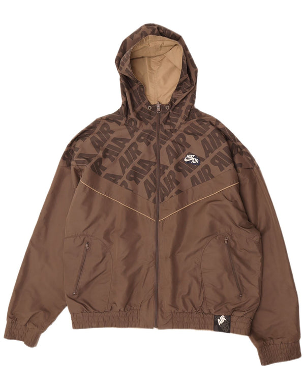 Giacca reversibile grafica con cappuccio Nike da uomo UK 45/47 XL poliestere marrone