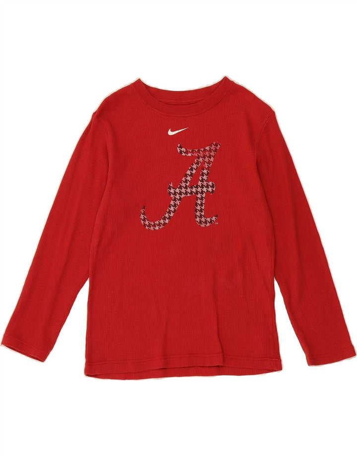 NIKE Womens Graphic Top Long Sleeve UK 12 Medium Red Cotton Vintage Nike and Second-Hand Nike from Messina Hembry 