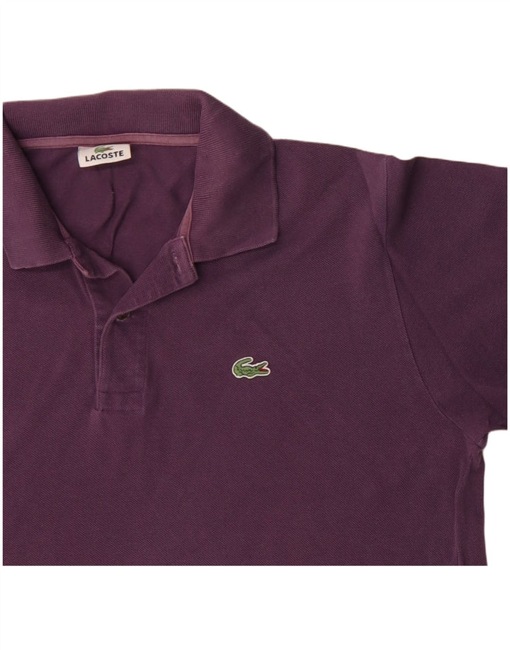 Polo LACOSTE da uomo a maniche lunghe in cotone viola medio