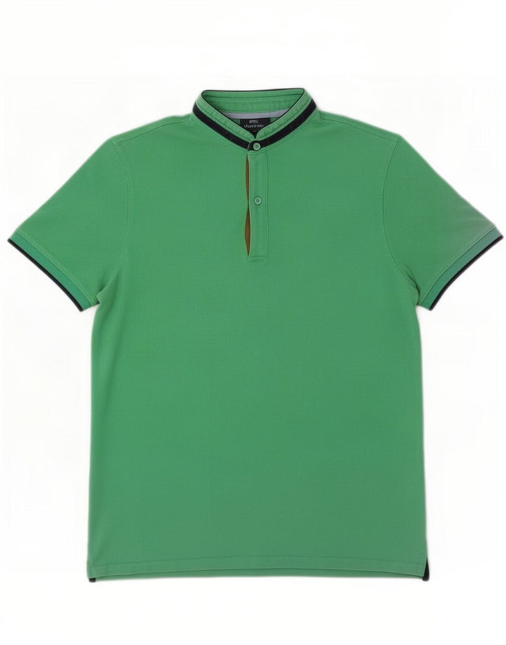 Polo Uomo Massimo Dutti Cotone Rigato Verde Medio