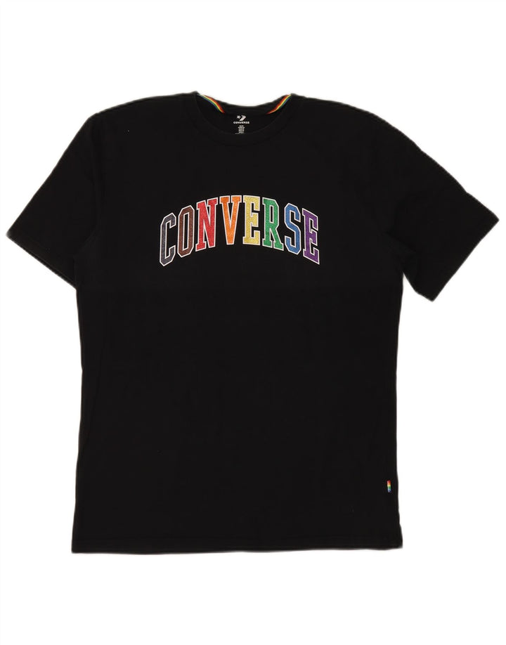 T-shirt grafica da uomo Converse Top in cotone nero medio