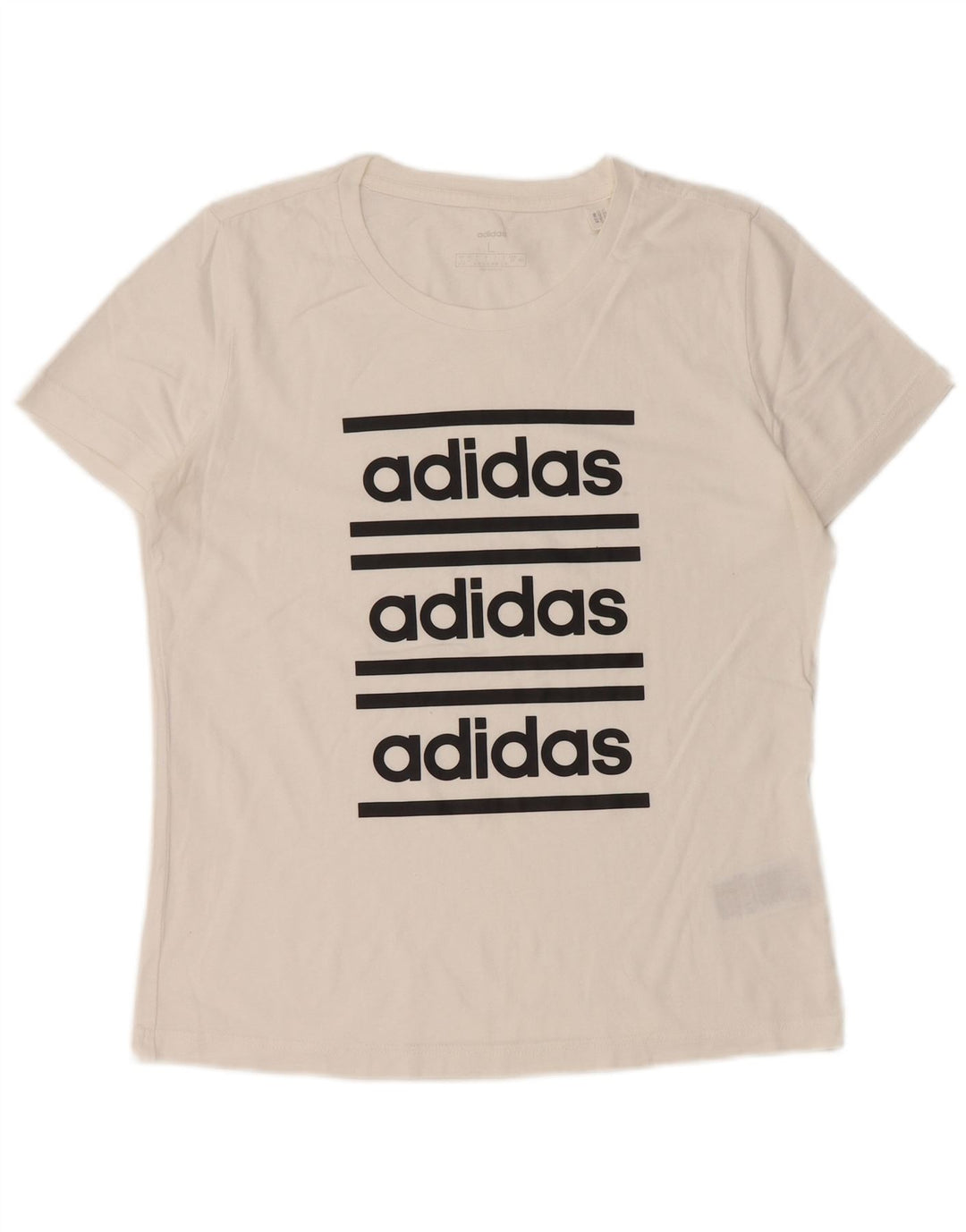 T-shirt grafica da donna ADIDAS Top UK 16/18 grande cotone bianco