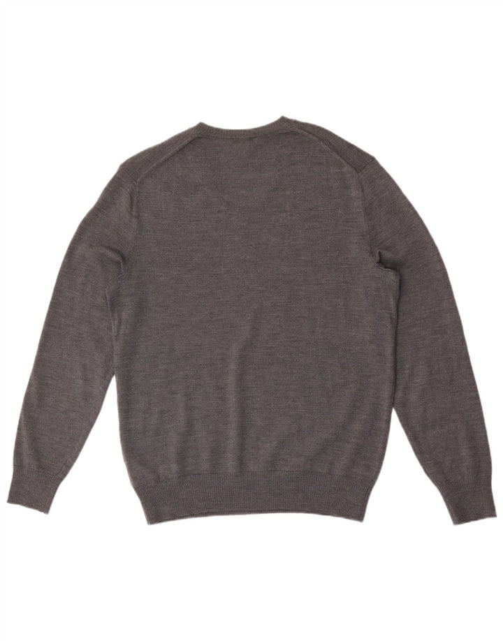 Gap Maglione da uomo con scollo a V in lana merino screziata grigio medio