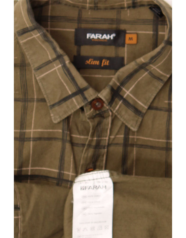 Camicia da uomo in flanella slim fit Farah in cotone a quadri verde medio