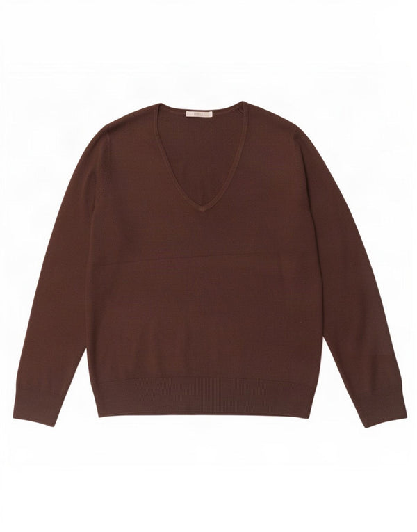 Maglione da donna con scollo a V Marks & Spencer UK 14 Acrilico marrone medio