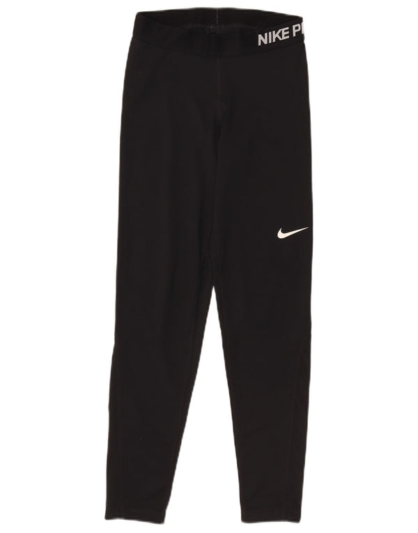 Leggings grafici Nike Dri Fit da donna UK 12 medio nero poliestere