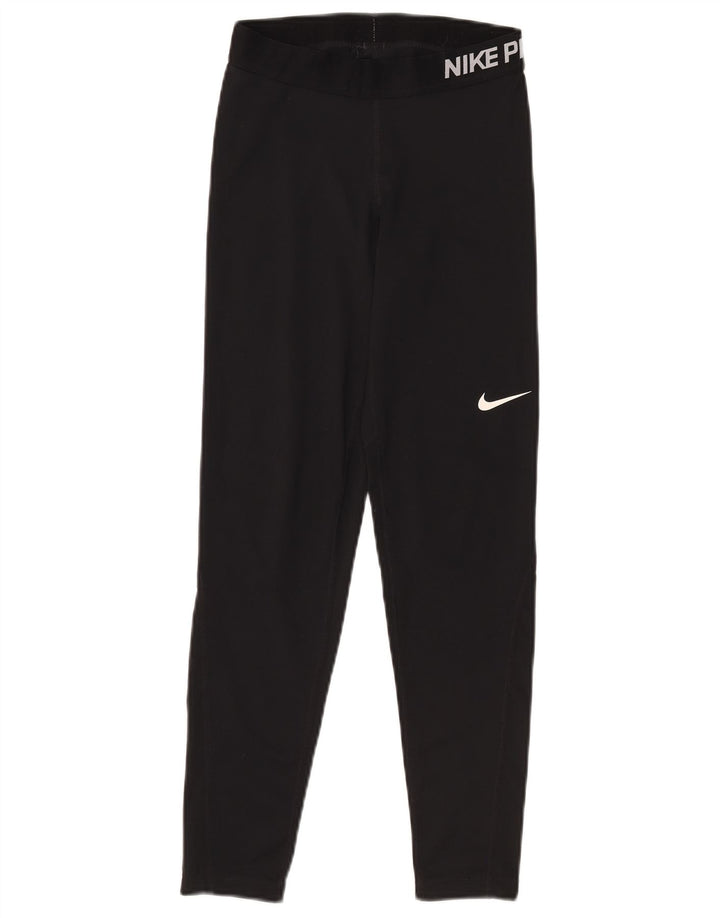 Leggings grafici Nike Dri Fit da donna UK 12 medio nero poliestere