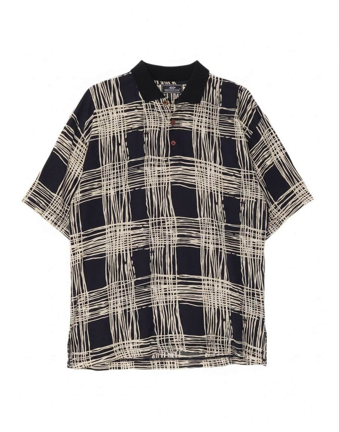 Camicia pullover a maniche corte da uomo Suspense grande in viscosa a quadri blu navy